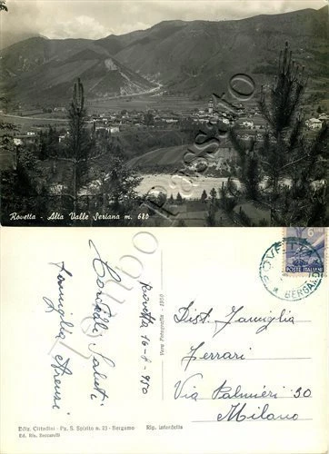 Cartolina di Rovetta, panorama - Bergamo, 1950