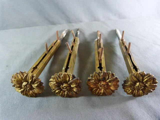 ⭐4 Antique French curtain tie back brackets Gilded Brass with fixing ⭐ 5