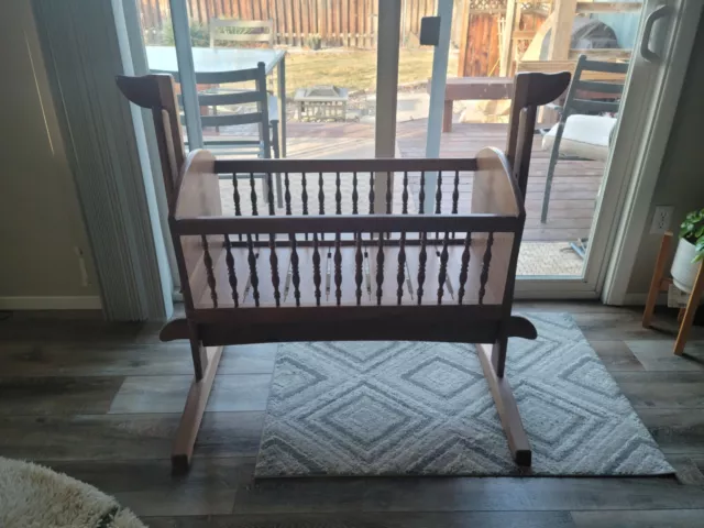 Handmade Amish Style Wooden Cradle