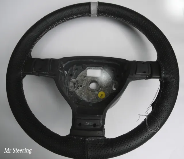 For Mitsubishi Colt Mk6 Real Perforated Leather Steering Wheel Cover +Grey Strap