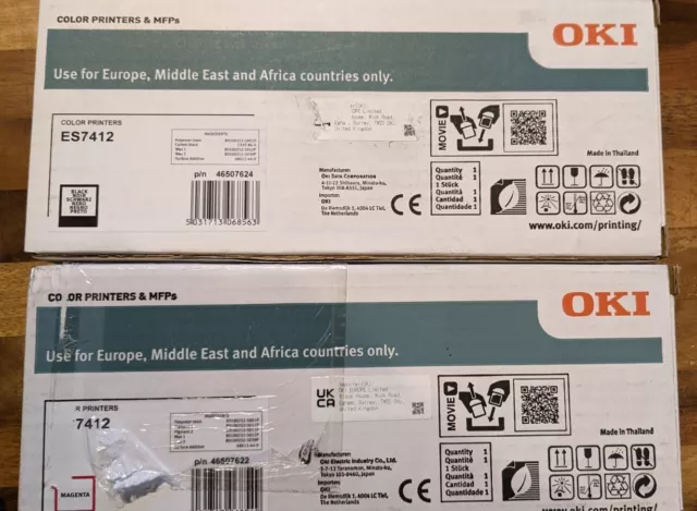 OKI 46507622 & 46507624 Cartucce toner - Magenta e nero (per stampante ES7412)