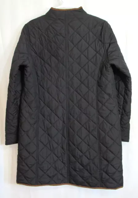 Lauren Ralph Lauren Black Quilted Faux Suede Trim Snap Closure Coat Size S EUC 2