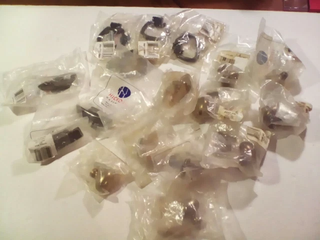 NOS Lot of 17 Mixed Heavy solid brass cabinet dresser drawer door knobs pulls