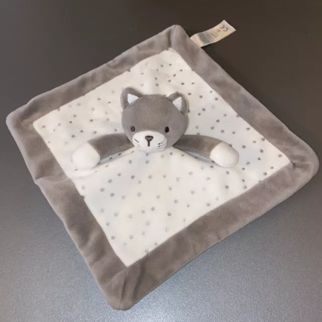 Doudou Chat Ours Plat Gris Marron Etoile Argent Blanc Obaibi Okaidi Neuf