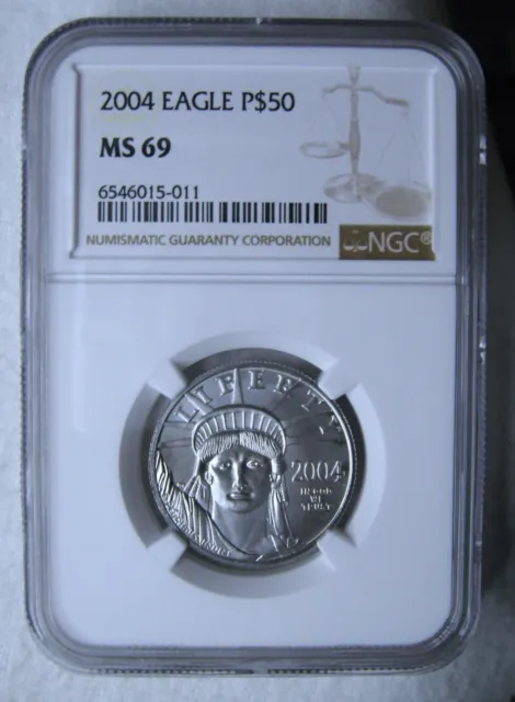 2004 $50 Statue of Liberty American Platinum Eagle 1/2 oz. NGC MS-69