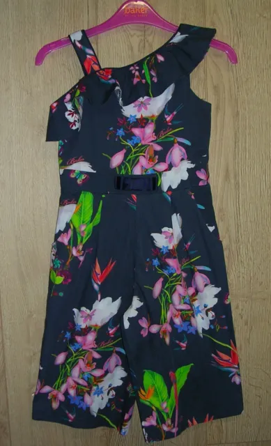 Ted Baker Girls Blue Floral Print Cotton Playsuit Jump Suit Age 5 110cm