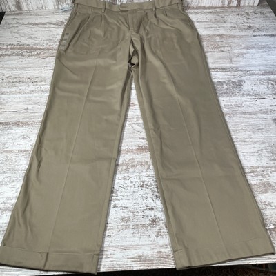 Croft & Barrow Men's Dress Pant Khaki 38x 34 No Iron Premium Pleated Cuffed NEW