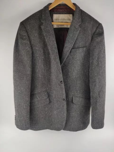 Giacca tuta Rocha John Rocha uomo misto lana macchia tweed grigio 42R