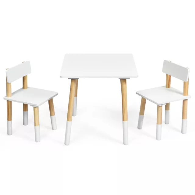 Kids Wooden Table & 2 Chairs Set Children Activity Table Set for Playing Eating