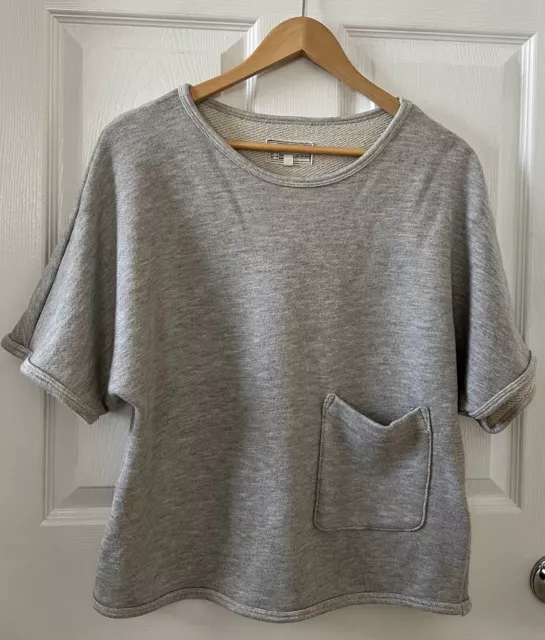 Current/Elliott Painter Pocket Boxy Shirt Size M 2 Top Gray Jersey Stretch Women