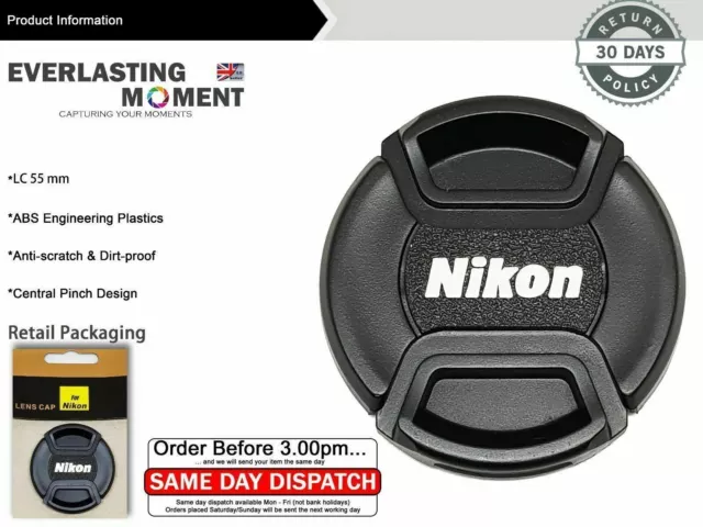 LC-55 Center Pinch Objektivkappe für Nikon Objektive passt 55mm Filtergewinde