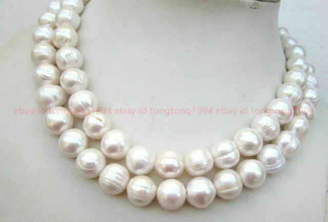 Riesig 10-11mm Echt Natürlich Weiß Barock- Perle Halskette 18-36 Zoll