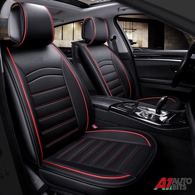 Housses De Siège Auto Avant En Cuir PU Noir - Protection Siège Voiture Universelle Berline/SUV