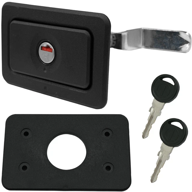 Serratura Per Camper E Roulotte - Nero, Rotazione Destra, Completa Di Chiavi E Viti - Foto 2