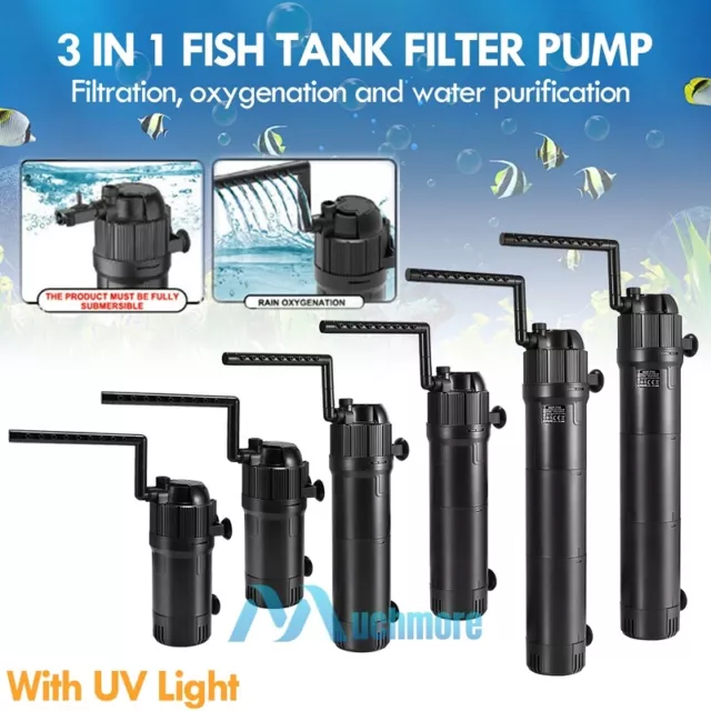 3 IN 1 Aquarium Fish Tank UV Sterilizer Submersible Water Pump with Wave Maker