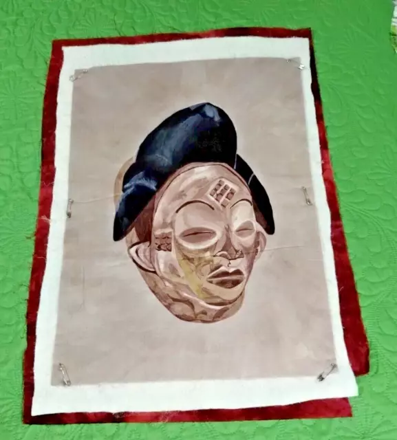 Batik Art Cloth African Okuyi Tribal Punu Funeral Mask Gabon Unfinished Project