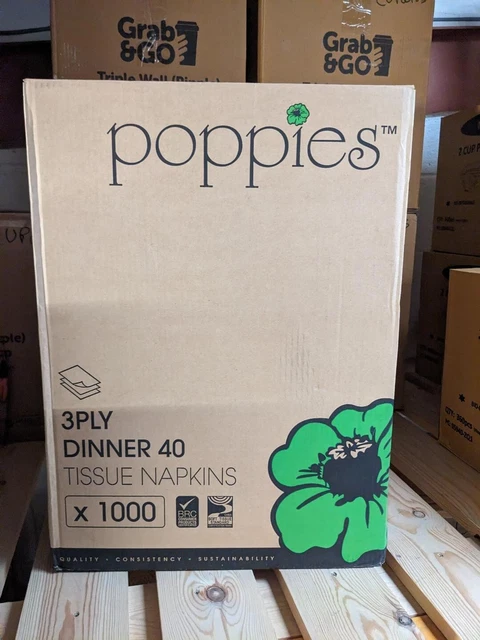 3 Ply Premium Orange Dinner Napkins, Serviettes 40cm Qty 200