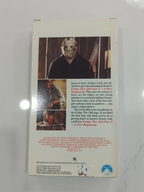 FRIDAY THE 13TH Part V 5 : A New Beginning 1985 VHS Paramount Horror ...