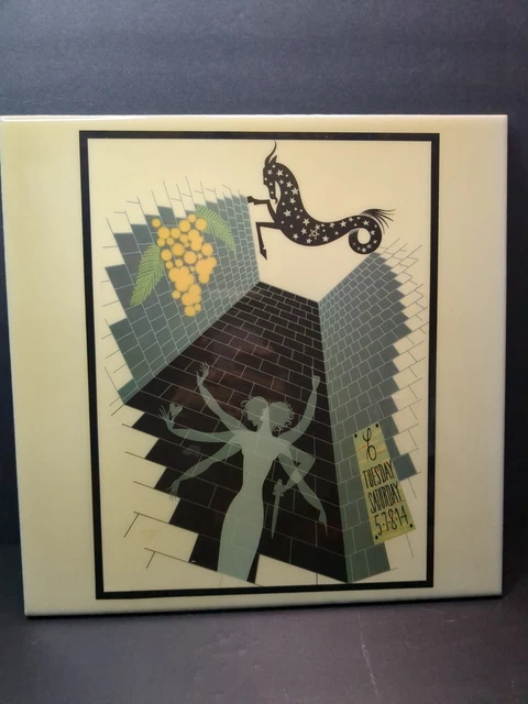 The Zodiac Capricorn by Erte- ART Co. Decorative Ceramic Tile 12"x12" Rare HTF