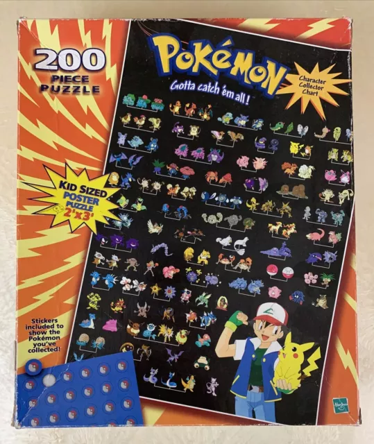 Pokemon 200-Piece Character Chart Puzzle 2’ x 3’ Nintendo Hasbro MB