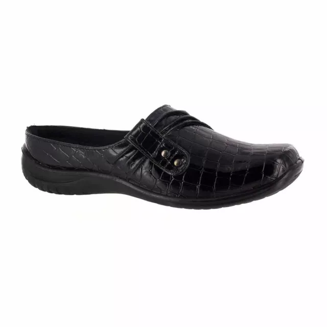 Easy Street Womens Holly Square Toe Slip-On Shoe - Black Patent Croco 7 1/2 Wide