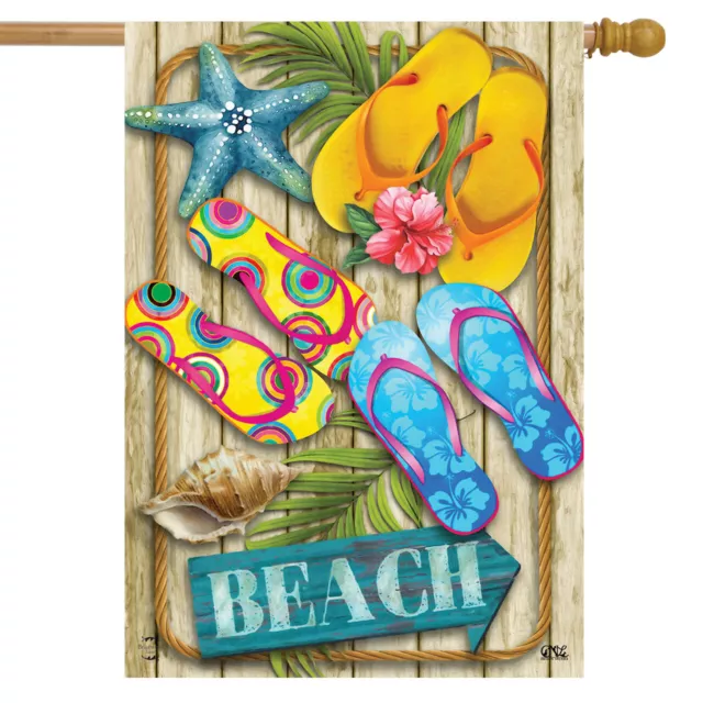 Flip Flops Beach Summer House Flag Nautical 28" x 40" Briarwood Lane