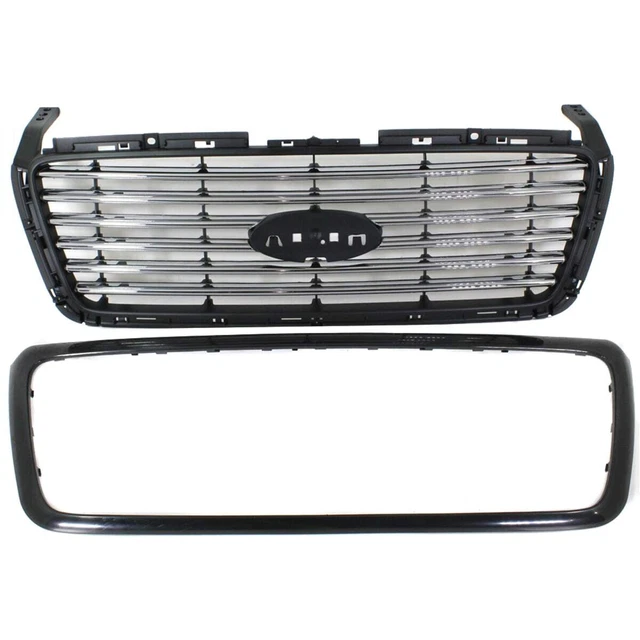 New Grille For 2006-2008 Ford F-150 Upper Black Shell Chrome Insert with Emblem