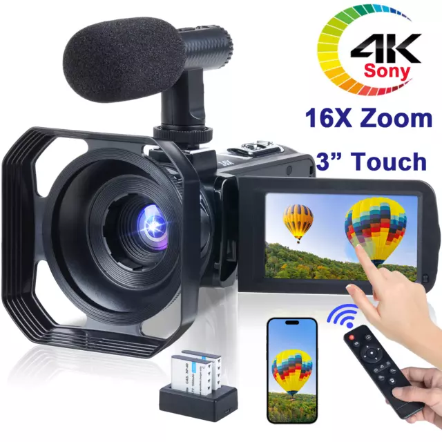 4K Video Camera 48MP UHD Camcorder WiFi Digital Camera 16X Digital Zoom With Mic
