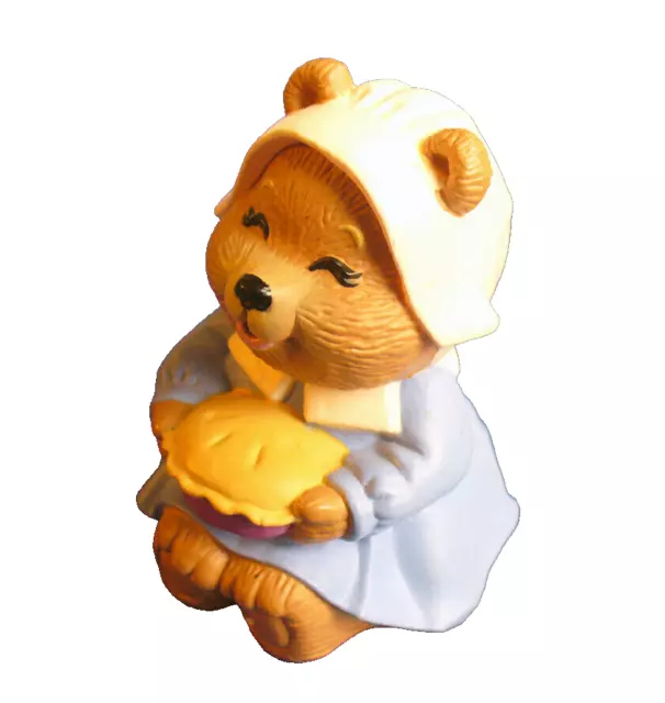 Hallmark MERRY MINIATURES Thanksgiving Vintage MOMMA BEAR PIE 1989 Figurine