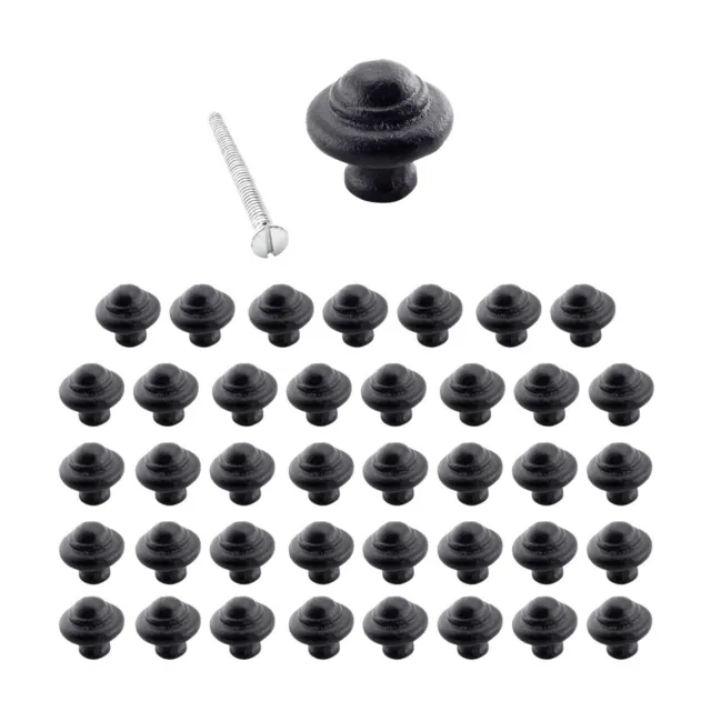 40 Cast Iron Cabinet Knobs Black Round 1-1/8" Dia. | Renovator's Supply