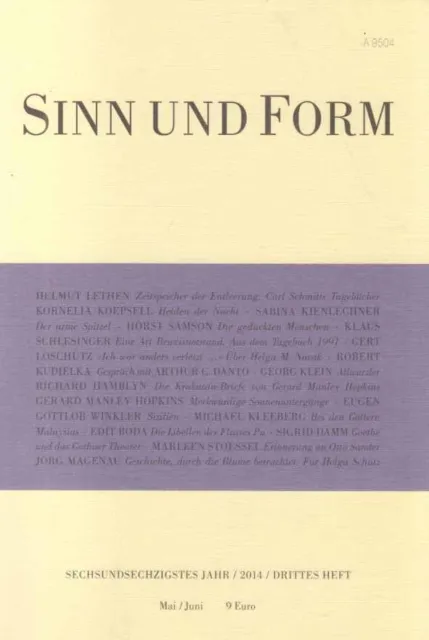Heft 3 / 2014. Sinn und Form. Beiträge zur Literatur. Jg. 66. Hrsg. : Akademie d