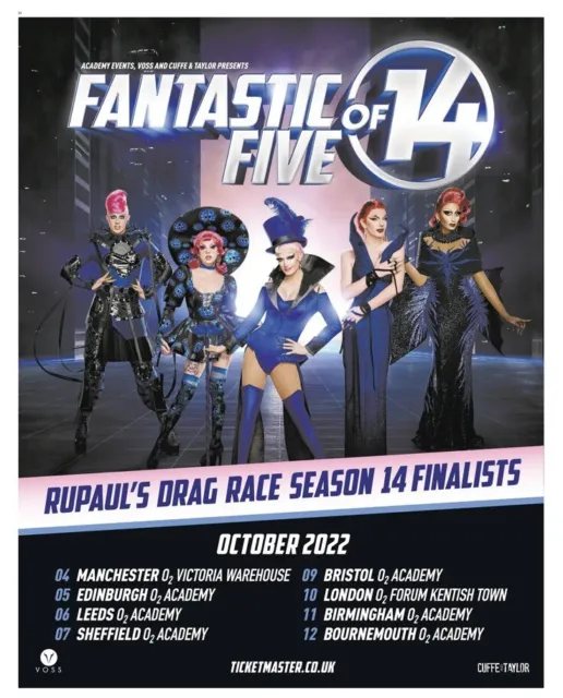 Rupauls Drag Race Finalists Tour Season 14 Newspaper Poster Advert Promo UK 2022