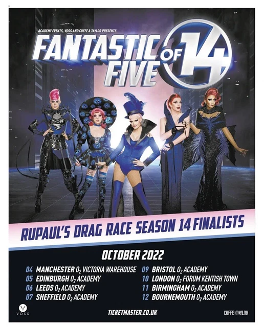 Rupauls Drag Race Finalists Tour Season 14 Newspaper Poster Advert Promo UK 2022 Rupauls Drag Race Finalists Tour Season 14 Newspaper Poster Advert Promo UK 2022