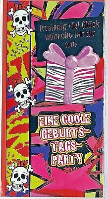 GEBURTSTAG KARTE TOTENKOPF Glückwunsch Karte mit Umschlag & in Folie