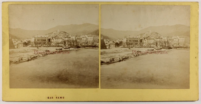 Italien San Remo c1865 Foto Stereo Davanne & Aloe Vintage Albumin