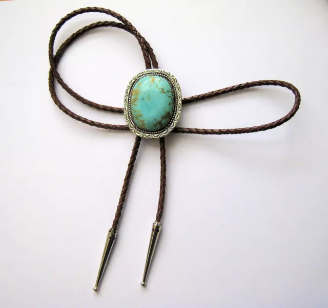 Turquoise and silver Bolo tie