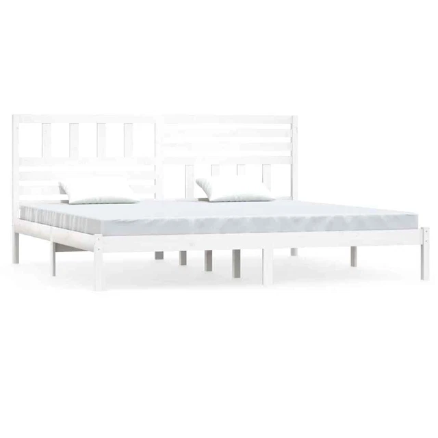 WHITE SOLID PINEWOOD Bed Frame 180x200 cm Super King Size, Sturdy