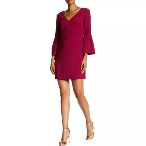 $278 Trina Turk Heiress Bell Sleeve Crepe Shift Dress Size 2 New! 3