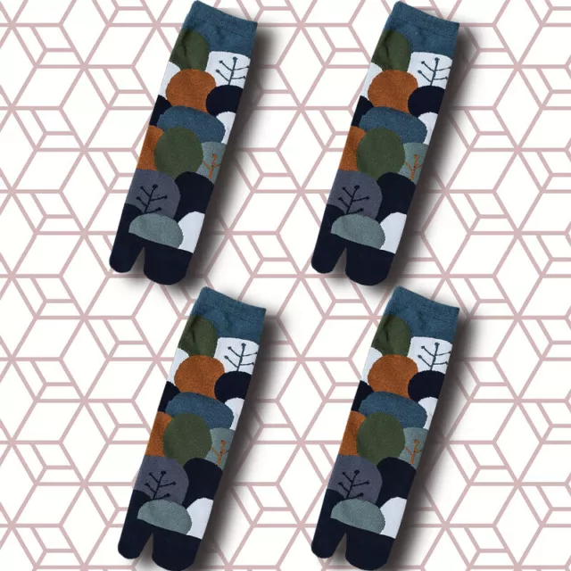 4 Paire Homme Coton Tabi Chaussettes Split Deux Orteil Pointillé Imprimé Respire