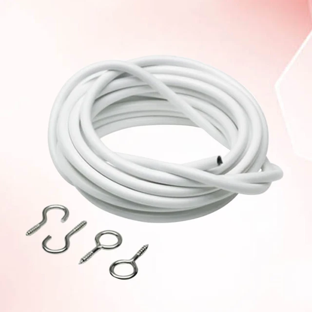 QWORK Filo Per Tende 5M Con 6 Occhielli E 6 Ganci - Corda Rivestita In Plastica Per Decorazioni - Foto 2