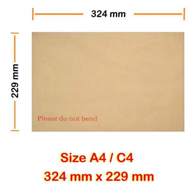 C5 C4 C3 C6 Sizes Hard Board Backed Envelopes Please do not bend Brown Manilla