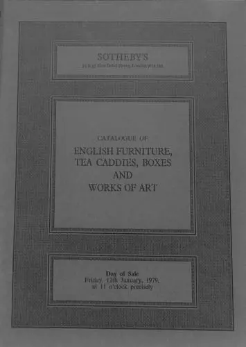 Sothebys Catalogue English Furniture, Tea Caddies, Boxes and Works of Art