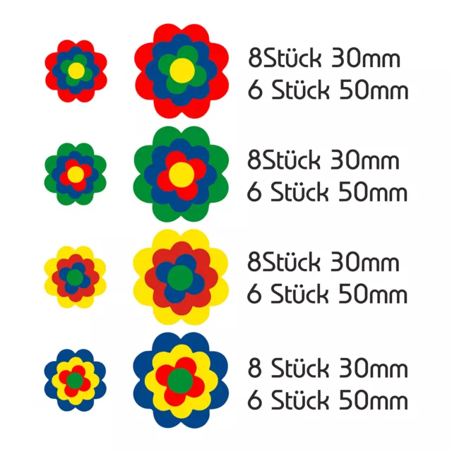 56 Stk. Pril Blumen Aufkleber Bunt Glanz Sticker Selbstklebend Retro 70er R063 3