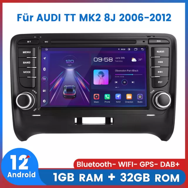 Für AUDI TT MK2 8J 2006-2012 Autoradio Android12 GPS Navigation BT Wifi 1+32G 7"