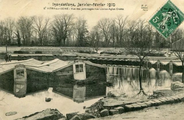 VITRY SUR SEINE Inondations Janvier Février 1910 Vue Jardinages rue L A Cretté