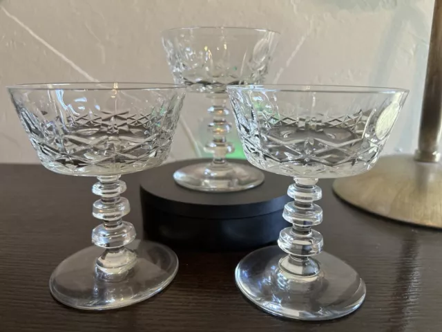 Rock Sharpe Olive & Cross Crystal Champagne /Tall Sherbet Glasses Set 3