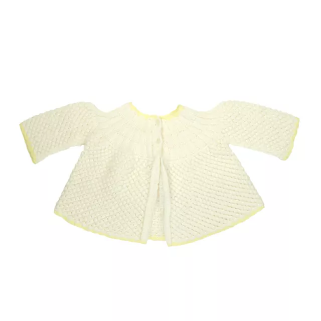 Handmade Girls Baby Cardigan Sweater Buttoned Off White Popcorn Knit 60s Vintage