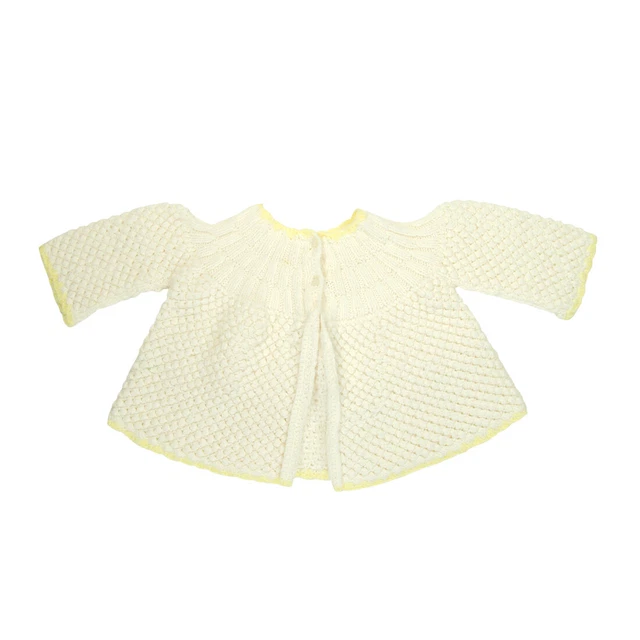 Handmade Girls Baby Cardigan Sweater Buttoned Off White Popcorn Knit 60s Vintage