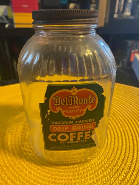 Del Monte Vacuum Packed Drip Grind Coffee Glass Jar