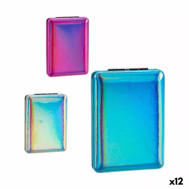 Espejo de Bolsillo Metalizado Azul Rosa Plateado Cristal Plástico 2,5 x 8,5 x